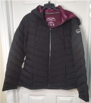 HFX Women's 3/4 Stretch Hooded Puffer Jacket Size Large